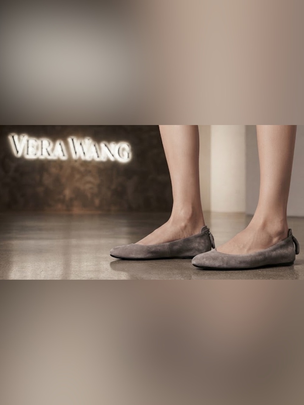 Authentic Vera Wang designer grey suede leather flats sz 9